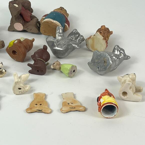 Miniature Teddy Bear Figurine Lot Bundle Glass Clay Porcelain Handmade Signed - Picture 6 of 10